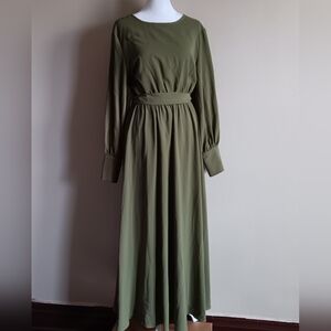 Olive Green Fairy Forest Maxi Dress Size Large, Festival Fairycore Cottagecore